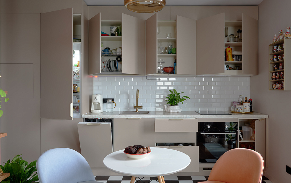 Шкафы и кухня Стоун Колор для однушки с круговой планировкой